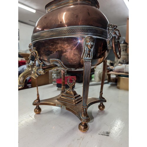 173 - Early to mid 19th century copper samovar with Egyptian mounts