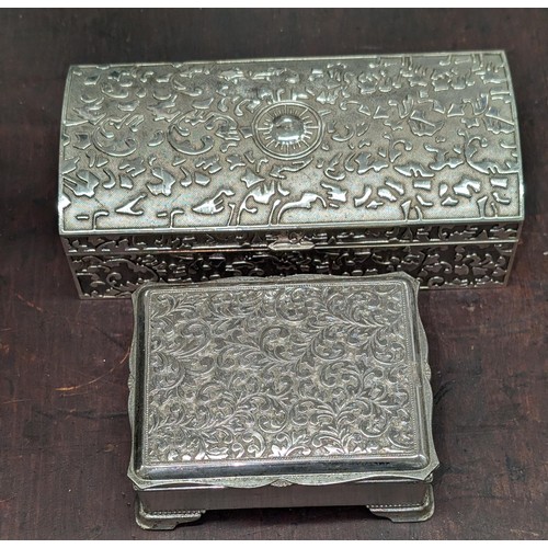 156 - Vintage silver plated jewellery box and cigarette box