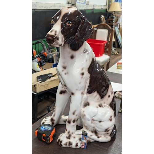 168 - Near 2FT tall hollow ceramic vintage Dalmatian fireside dog figure