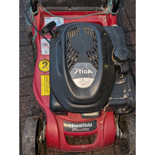 356 - Mountfield HP164 hand propelled lawn mower, working but doesn't shut off so will need attention and ... 