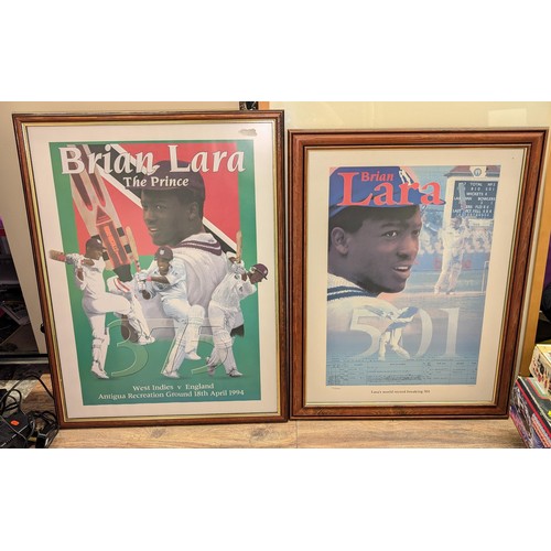 223 - 2 x framed Brian Lara, West Indies cricket legend posters - largest being 21.75 x 28.75