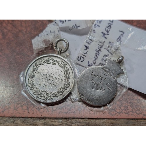 126 - 2 x 925 Silver football medals 1922 and 1925