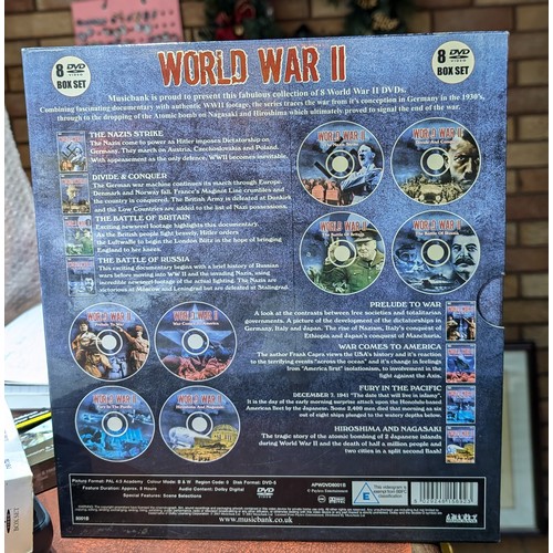 80 - Trio of WWII DVDs being World War II 8 DVD box set (in cover), War in the Pacific 4 DVD collectors e... 