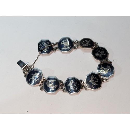 15 - Siam sterling silver dancing goddess and elephant panel bracelet