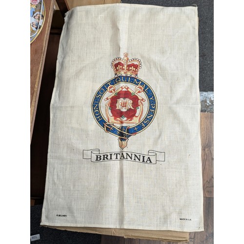 26 - Royal yacht Britannia pure linen tea towel in unused condition, made in the UK