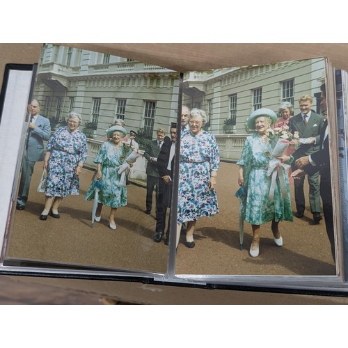 36 - Small photograph album full of developed photographs of The Queen Mother at various visits, from Aug... 