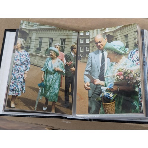 36 - Small photograph album full of developed photographs of The Queen Mother at various visits, from Aug... 