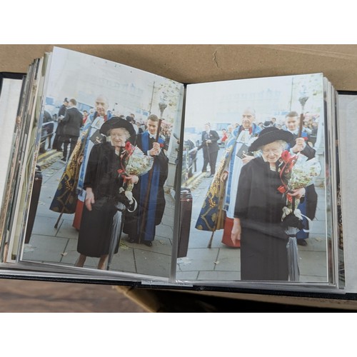 36 - Small photograph album full of developed photographs of The Queen Mother at various visits, from Aug... 