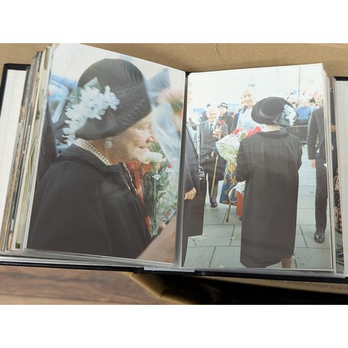 36 - Small photograph album full of developed photographs of The Queen Mother at various visits, from Aug... 