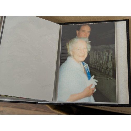 36 - Small photograph album full of developed photographs of The Queen Mother at various visits, from Aug... 