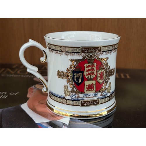 74 - King Charles III coronation limited edition mug by Goviers and unopened King Charles III official 20... 