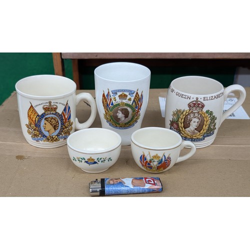 137 - Queen Elizabeth II coronation bundle of assorted mugs, cup and beaker