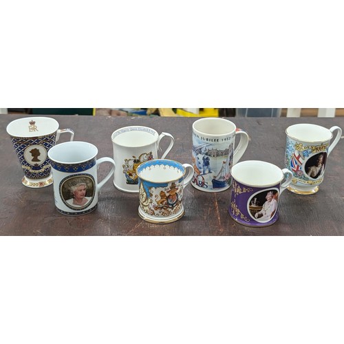 143 - 7 x assorted size and years Queen Elizabeth II commemorative jubilee mugs and cups, including limite... 