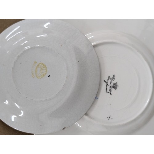 182 - Pre Queen Elizabeth II commemorative bundle of 2 x cups, beaker (hairline crack), dish (small chip o... 