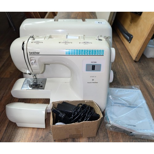 61 - Brother Star 10 sewing machine with manual and hard cover