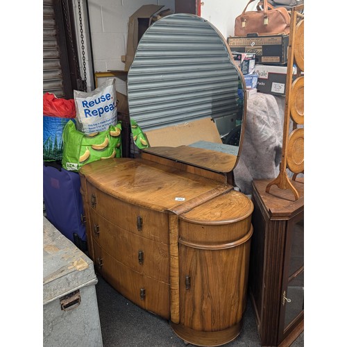 182 - 4 ft wide Art Deco Shrager walnut dressing table