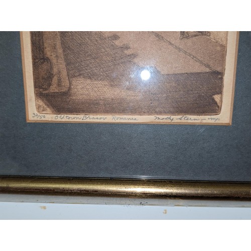 210 - Graduated trio of framed and mounted limited edition etchings by Molly Stern - pencil signed, titled... 