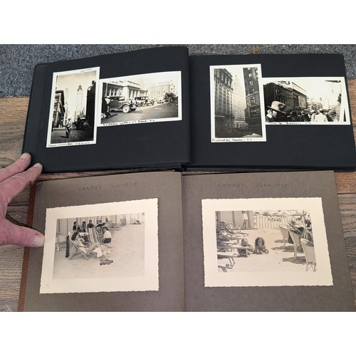 228 - 2 x vintage photo albums, 1 with 1929 USA and early 1930's European holiday pictures and 1 with 1938... 