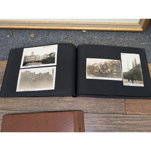 228 - 2 x vintage photo albums, 1 with 1929 USA and early 1930's European holiday pictures and 1 with 1938... 