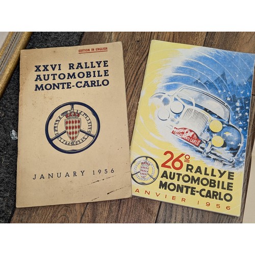 236 - 1956 Monte Carlo rally plaque, car plate number and ephemera