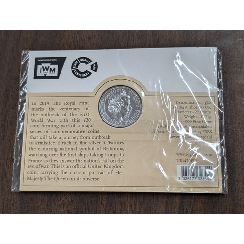 352 - Still sealed Royal mint 2014 Outbreak of WWI £20 fine silver coin