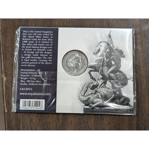 354 - Still sealed Royal mint 2018 George and Dragon £20 fine silver coin