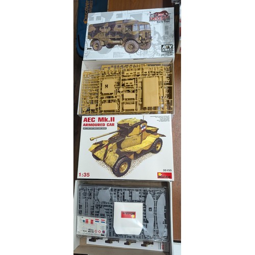 2 x boxed 1/35 model kits being MiniArt AEC armoured car (still sealed ...