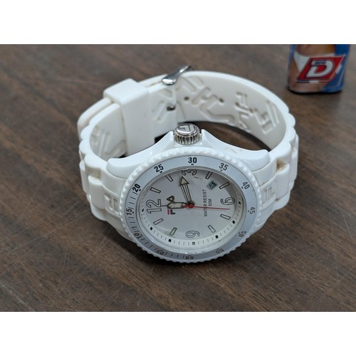 432 - Working White Fila watch with original silicone strap