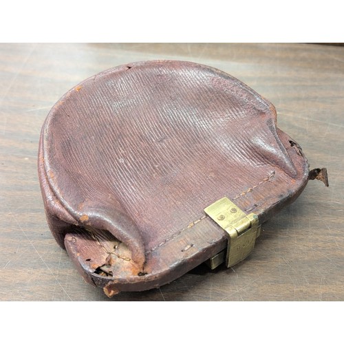 45 - Early leather Midland Bank Money bag numbered 1138 - locked with missing key