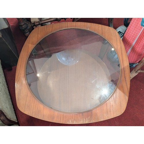 334 - Mid century Astro style glass top table - 27 x 27 x 15