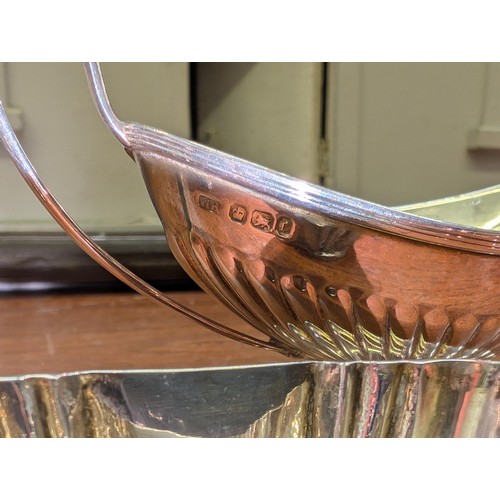 340 - 1 x large EPNS gravy boat, smaller hallmarked silver sauce boat and assorted hallmarked silver salts... 