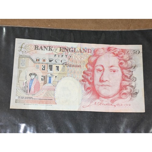 339 - Kentfield UK £50 bank note ,Sir John Houblon, in excellent condition