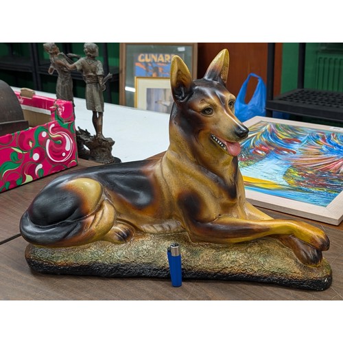 78 - Large vintage Alsatian Chalkware dog, approximate size height 37 cm length 52cm depth 16cm