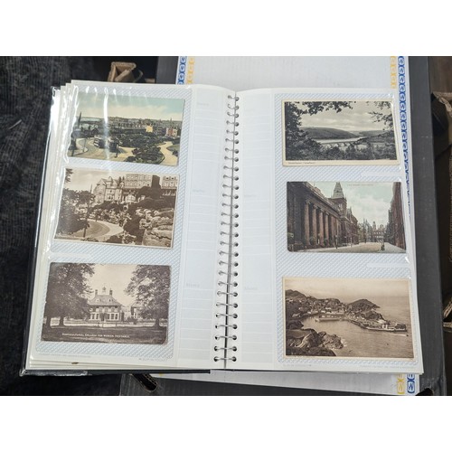 184 - Postcard album with 300 x mainly black and white mixed postcards - unposted dating early 1900s upwar... 