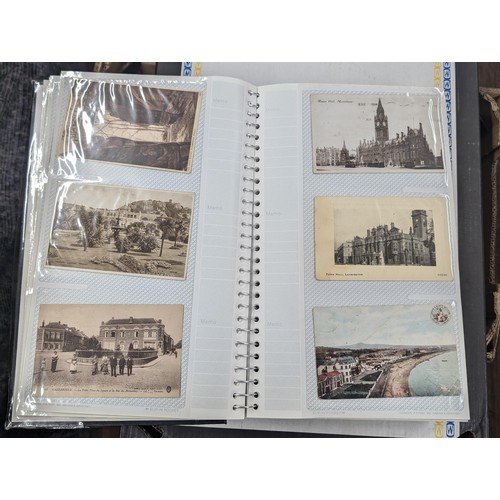 184 - Postcard album with 300 x mainly black and white mixed postcards - unposted dating early 1900s upwar... 