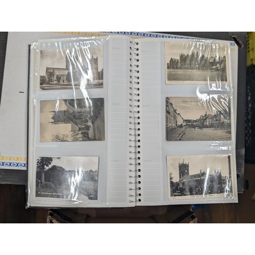 184 - Postcard album with 300 x mainly black and white mixed postcards - unposted dating early 1900s upwar... 