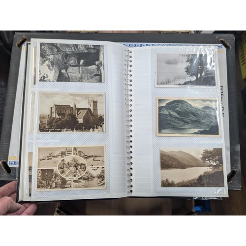 184 - Postcard album with 300 x mainly black and white mixed postcards - unposted dating early 1900s upwar... 