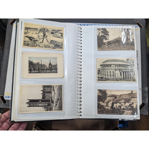 184 - Postcard album with 300 x mainly black and white mixed postcards - unposted dating early 1900s upwar... 