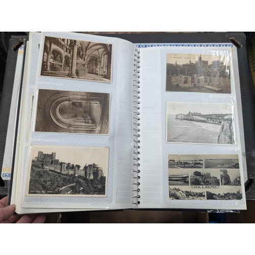 184 - Postcard album with 300 x mainly black and white mixed postcards - unposted dating early 1900s upwar... 