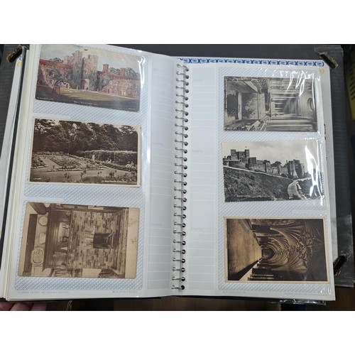 184 - Postcard album with 300 x mainly black and white mixed postcards - unposted dating early 1900s upwar... 