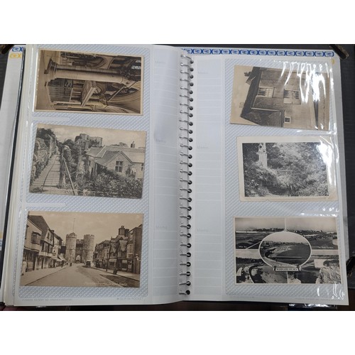 184 - Postcard album with 300 x mainly black and white mixed postcards - unposted dating early 1900s upwar... 