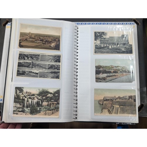 184 - Postcard album with 300 x mainly black and white mixed postcards - unposted dating early 1900s upwar... 