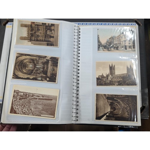 184 - Postcard album with 300 x mainly black and white mixed postcards - unposted dating early 1900s upwar... 