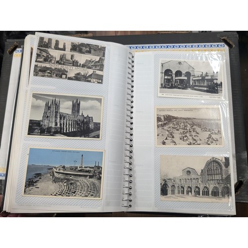 184 - Postcard album with 300 x mainly black and white mixed postcards - unposted dating early 1900s upwar... 