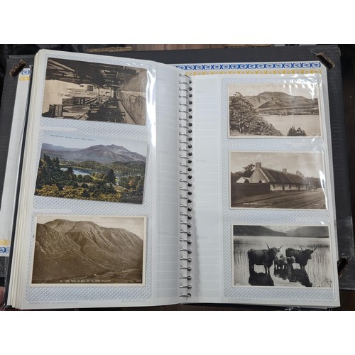 184 - Postcard album with 300 x mainly black and white mixed postcards - unposted dating early 1900s upwar... 