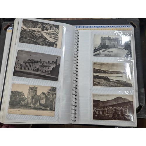 184 - Postcard album with 300 x mainly black and white mixed postcards - unposted dating early 1900s upwar... 