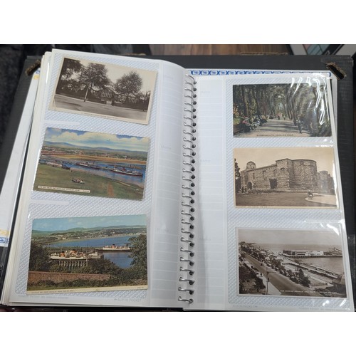 184 - Postcard album with 300 x mainly black and white mixed postcards - unposted dating early 1900s upwar... 