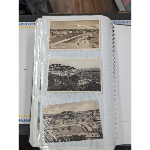 184 - Postcard album with 300 x mainly black and white mixed postcards - unposted dating early 1900s upwar... 