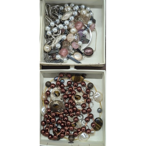 170 - Cardboard 4 drawer jewellery box with assorted jewellery