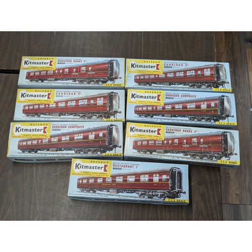 188 - 7 x Vintage Kitmaster Rosebud TT3 scale railway carriages model kits